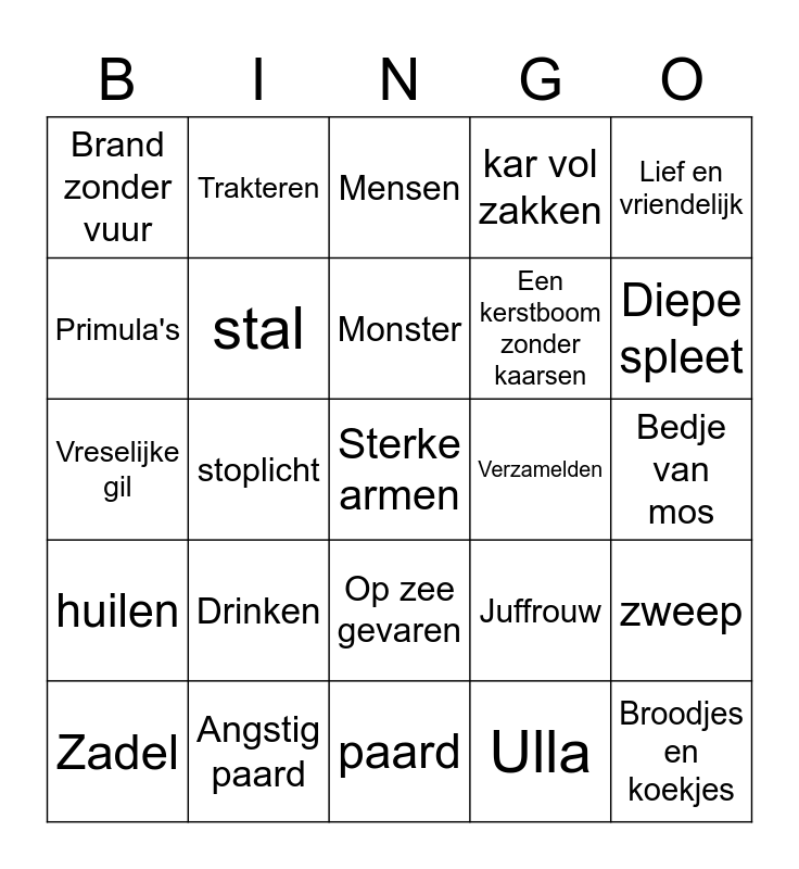 Voorleesbingo 1 groep 4 / 5 Bingo Card