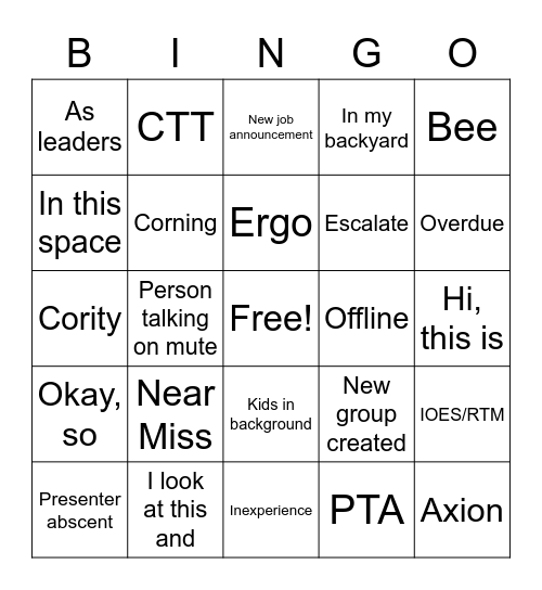 Touch Base BINGO Card