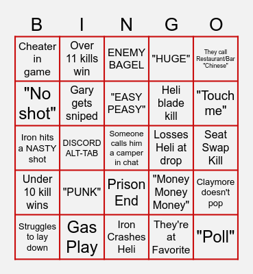 IRON BINGO! Bingo Card