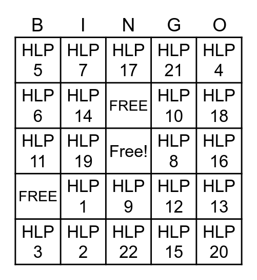 High Leverage Practice Bingo Card