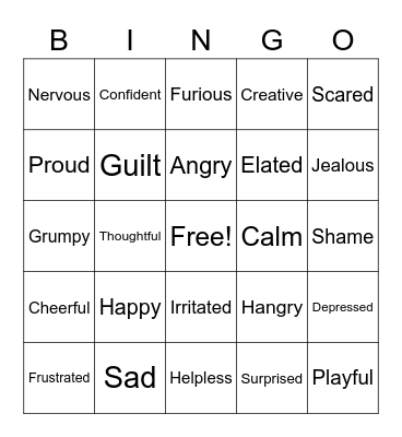 Feelings Bingo Card