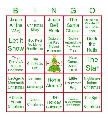 Christmas Movie Bingo Card