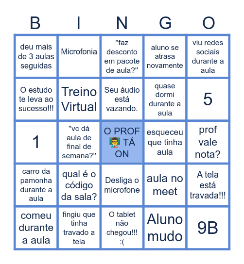 AULA ONLINE - PROF TÁ ON - FRASES Bingo Card