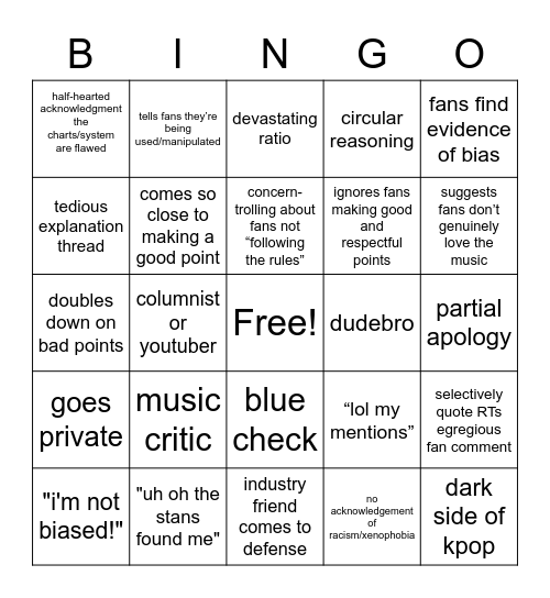 Bad 875 Takes Bingo Card