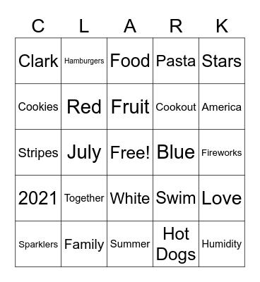 Clark Family Reunion! Bingo Card