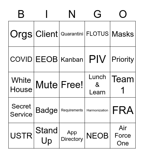 EOP Stand Down BINGO Card
