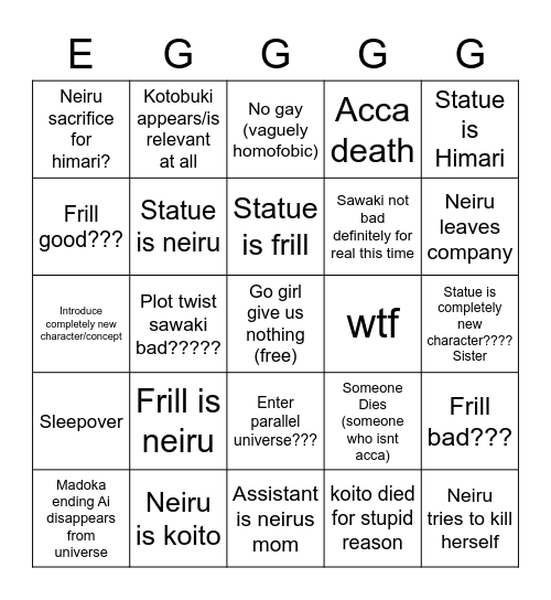 Egg Bingo Card