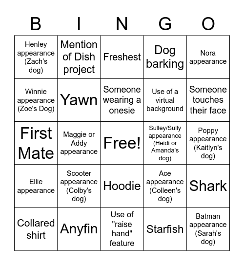 The 2021 Perfishies Bingo Card