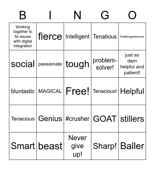 test Bingo Card