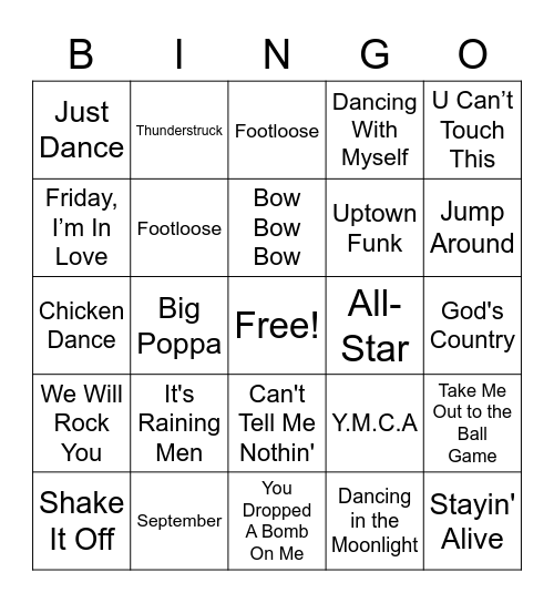 Music Bingo Card