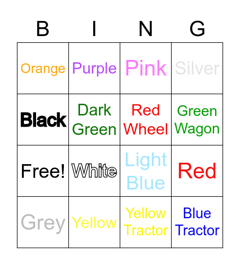 Sunnybrook Colour Bingo! Bingo Card