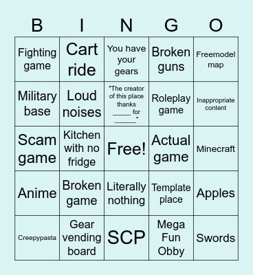 Place Roulette Bingo Card
