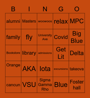 VSU Cancun Bingo Card