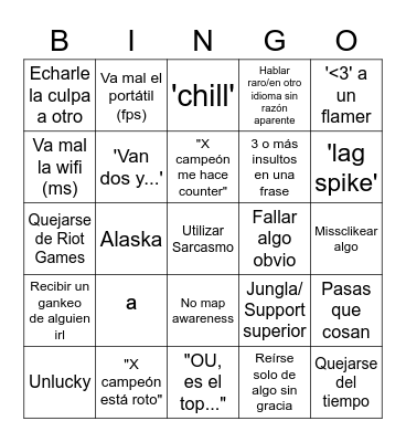 Bingo del Kiwi Bingo Card