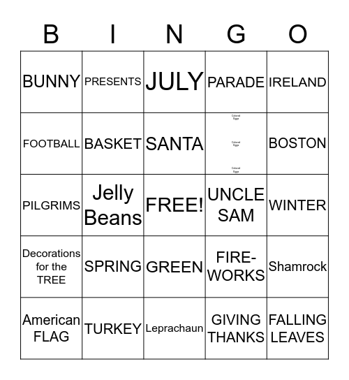 Holiday Bingo Card