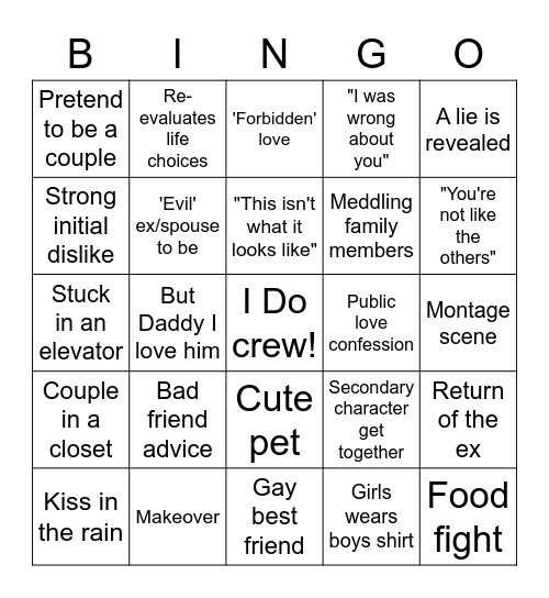 Bachelorette Bingo Card