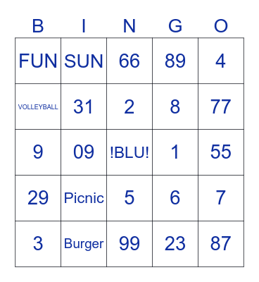 Blu Bingo Card