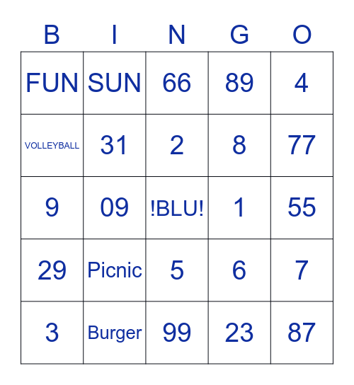 Blu Bingo Card