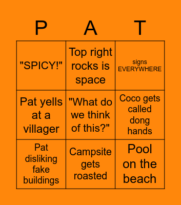 NintenTalk Island Critiques Bingo Card