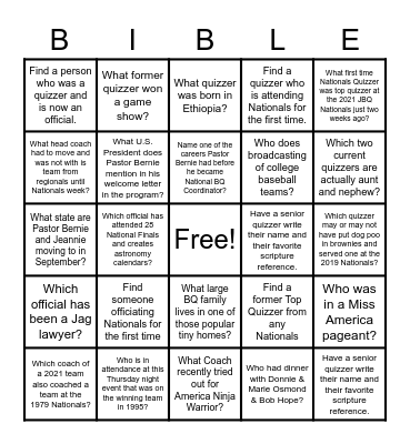 Thursday Night Bingo Card