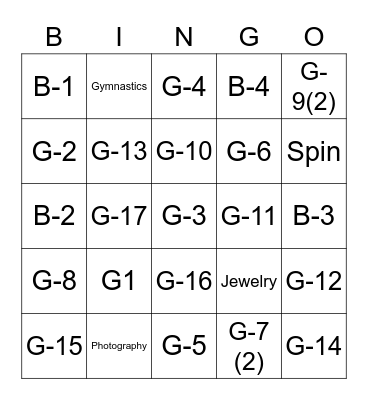 CIT Placements Bingo Card