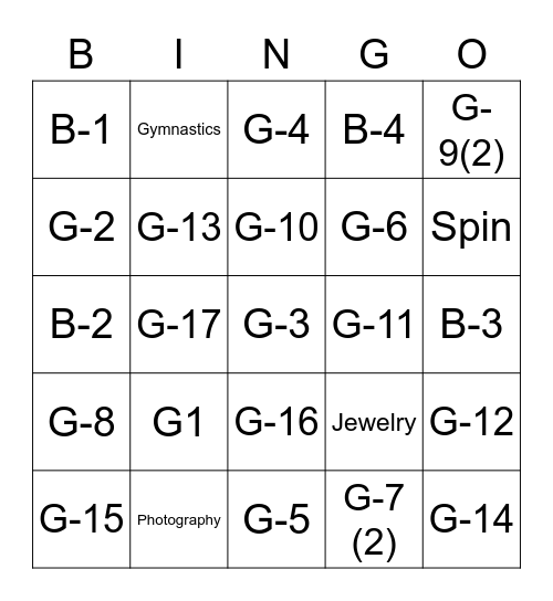 CIT Placements Bingo Card