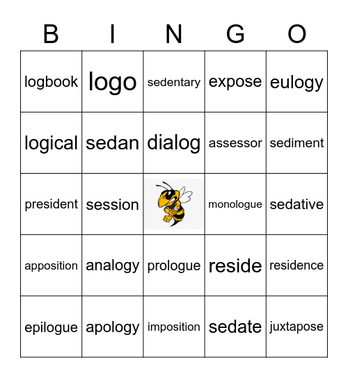 Week 5 Word List: log= word, idea, reason, speech Bingo Card