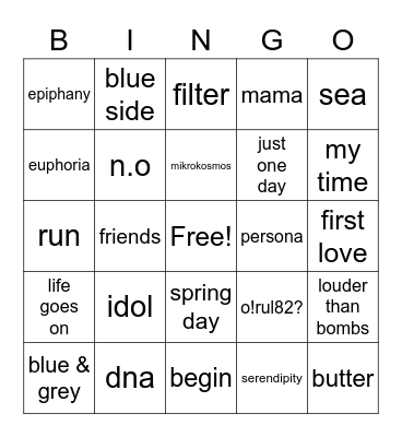 Test Bingo Card