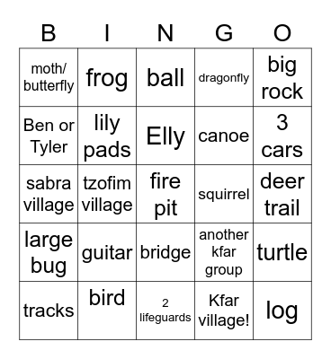 Camp Butwin Bingo Card