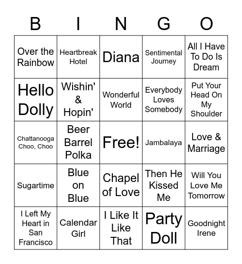 Legends Bingo Card