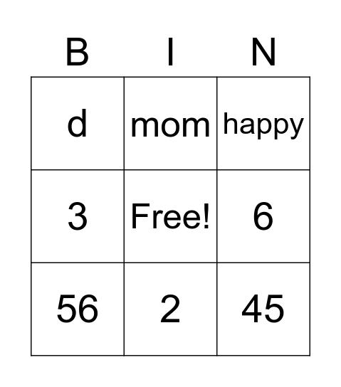 Julia Bingo Card