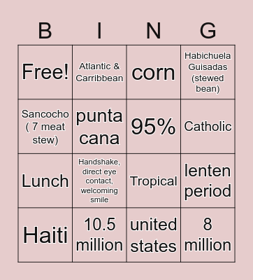 Dominican Republic BINGO Card