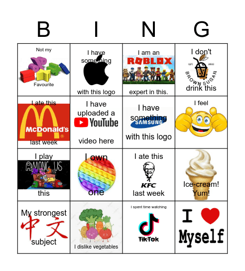 Getting to Know You :> Bingo Card