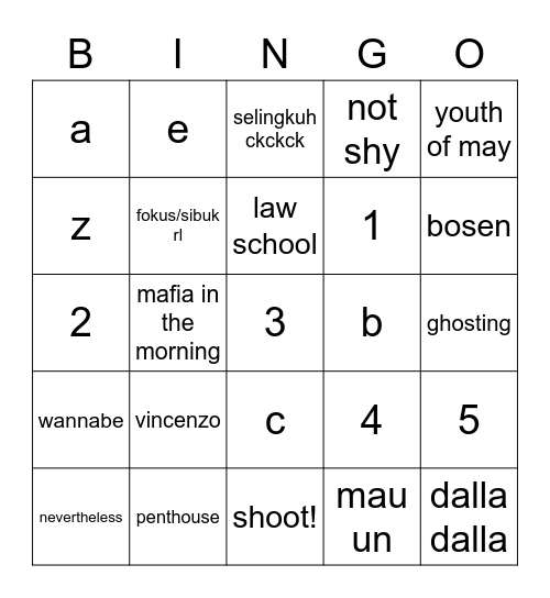 aeri's⛅ Bingo Card