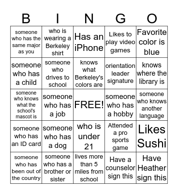 Berkeley Bingo Card