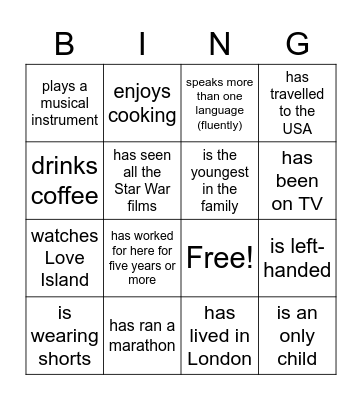 Work July 2021 Bingo Card