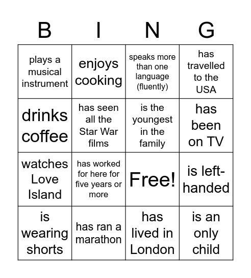 Work July 2021 Bingo Card