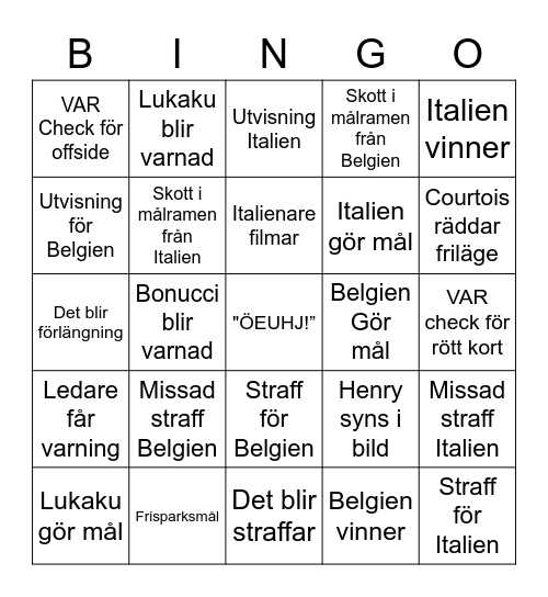 Belgien - Italien Bingo Card