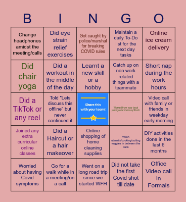 Let's have some fun !!! Bingo Card