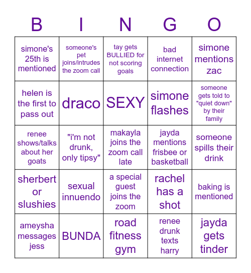 SEXIEST Bingo Card