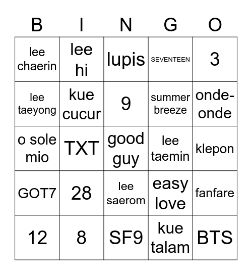 🍒 soojin's bingo 🍒 Bingo Card