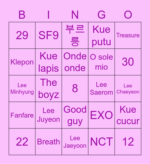 BINGONYA JIHEON Bingo Card