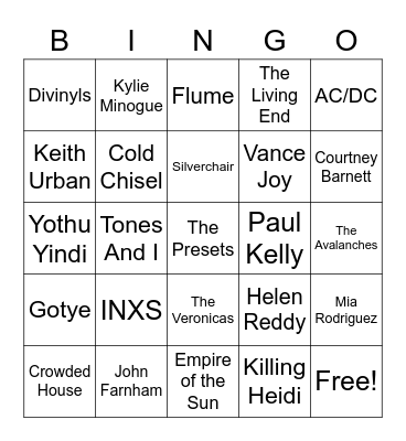 From Straya Bingo Card