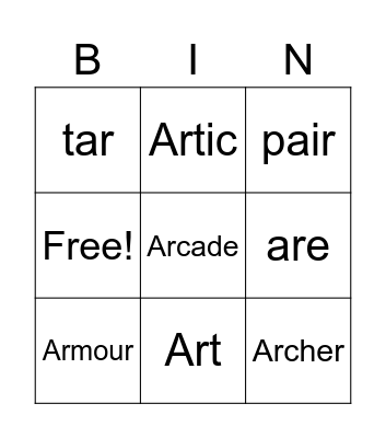 Eliza's Bingo Card