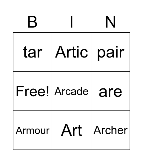 Eliza's Bingo Card