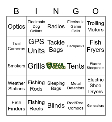 Gear Guard Bingo Card