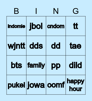 PUKEI BINGO TIME! Bingo Card