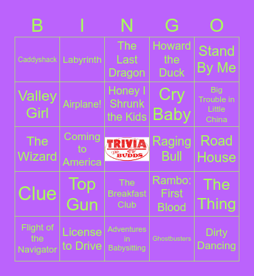 80s Movie BINGO Card