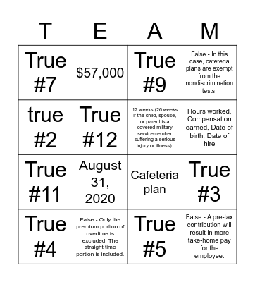 SECTION 4: HEALTH, ACCIDENT, AND RETIREMENT BENEFITS Bingo Card