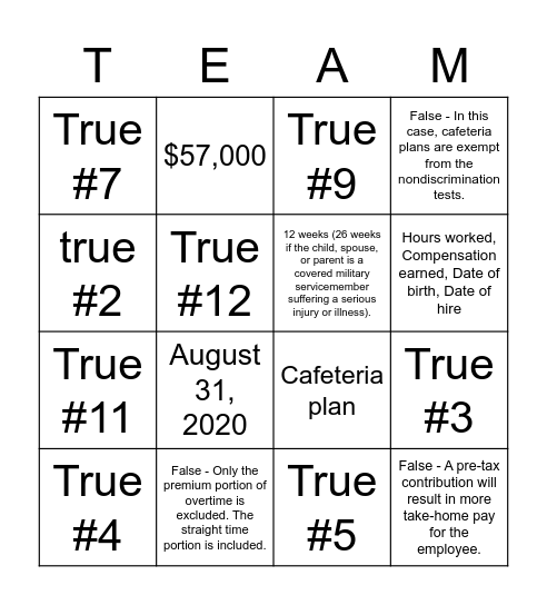 SECTION 4: HEALTH, ACCIDENT, AND RETIREMENT BENEFITS Bingo Card